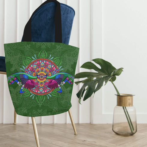 Roller Skating Peacock Canvas Tote